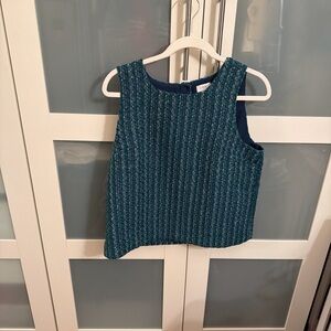 J. Crew Teal Tweed Sleeveless Crop Top